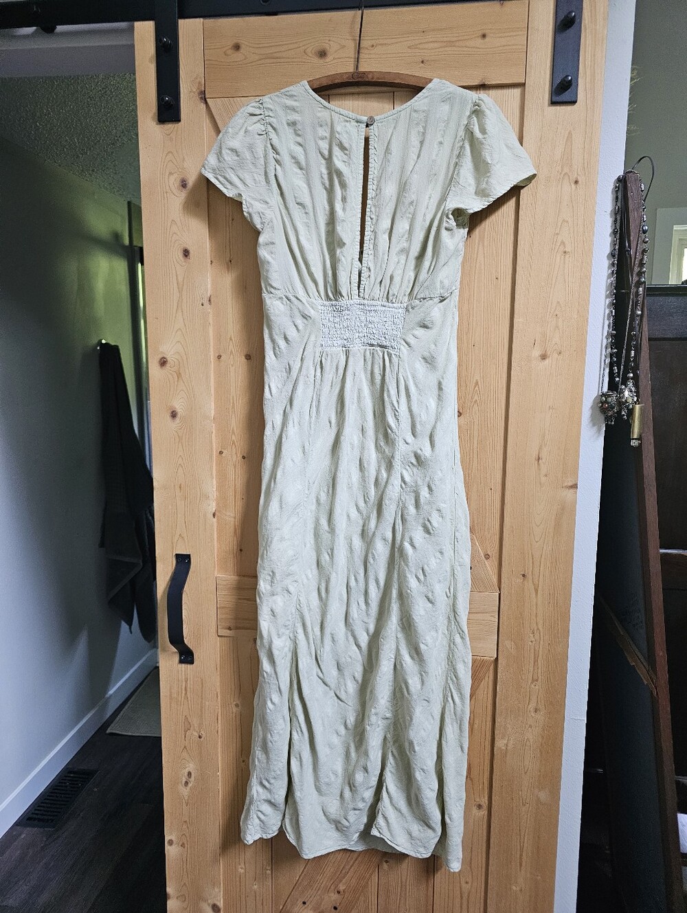 Free People Sage Green Maxi Dress with Tie Front - Picture 3 of 4